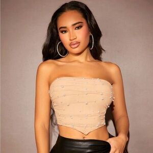 Pearl Visionary Nude Asymmetrical Top NEW 🏷️